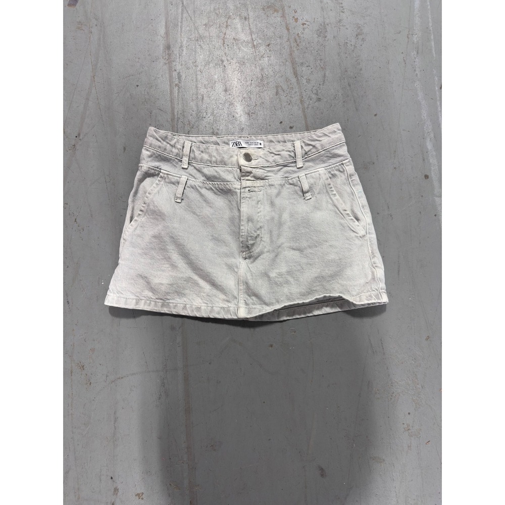 Zara Light Grey Denim Mini Skirt US Medium Casual Skirt